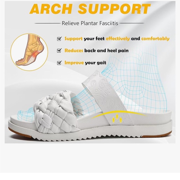 KuaiLu White Braided Slide Sandals with Decorative Buckle - Picture 3 of 7